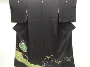 作家物　几帳に枝花模様刺繍留袖（比翼付き）